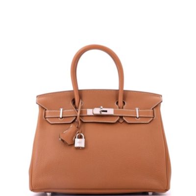 Birkin 30 Handbag Brown Togo with Palladium Hardware