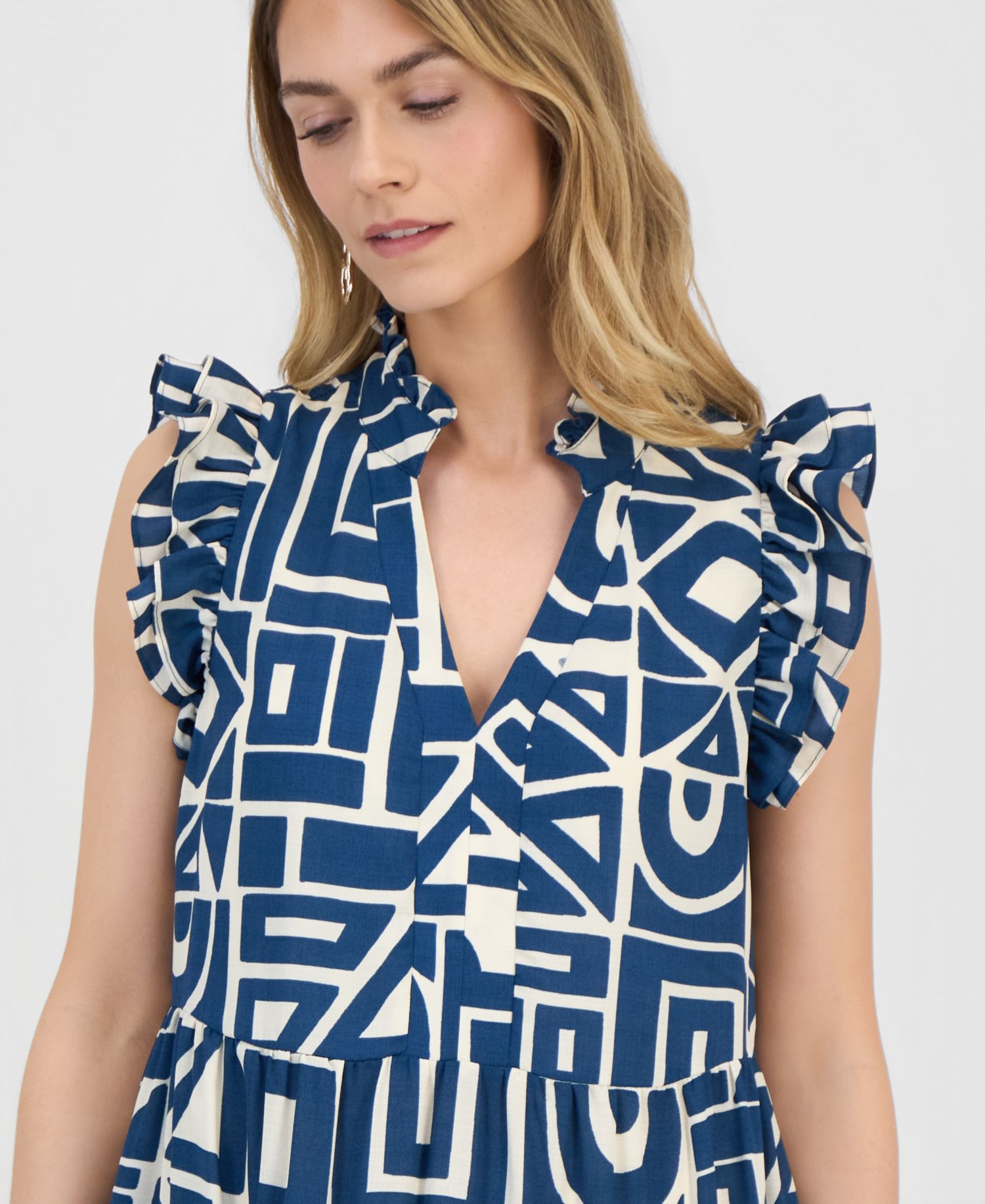 Petite Ruffled Tiered Shift Dress