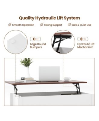 Lift Top Coffee Table w/ Hidden Compartment and Storage Shelves Modern Furniture