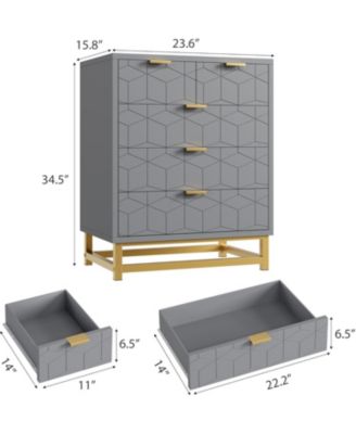 5 Drawer Dresser Metal Base Modern for Living Room and Closet