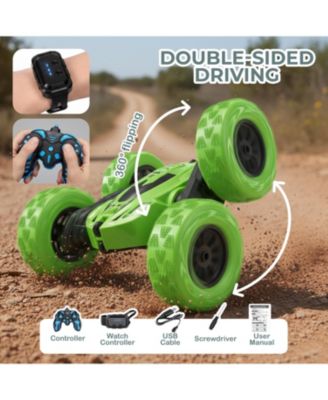 Boys RC Stunt Toy Car for Kids, Rechargeable Remote Control Car with 360degree(s) Flips, Double-Sided Driving and Headlights