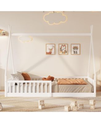 Wood House Bed Fence