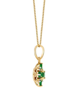 Emerald (8/15 ct. t.w.) & Diamond Accent Pendant Necklace in 10k Yellow Gold
