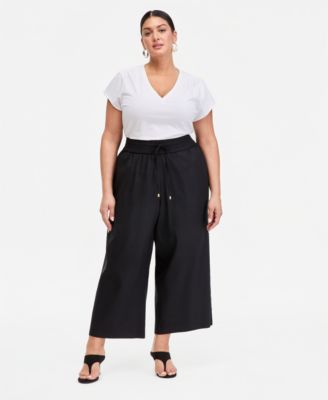 Plus Size High-Rise Cropped Wide-Leg Pants