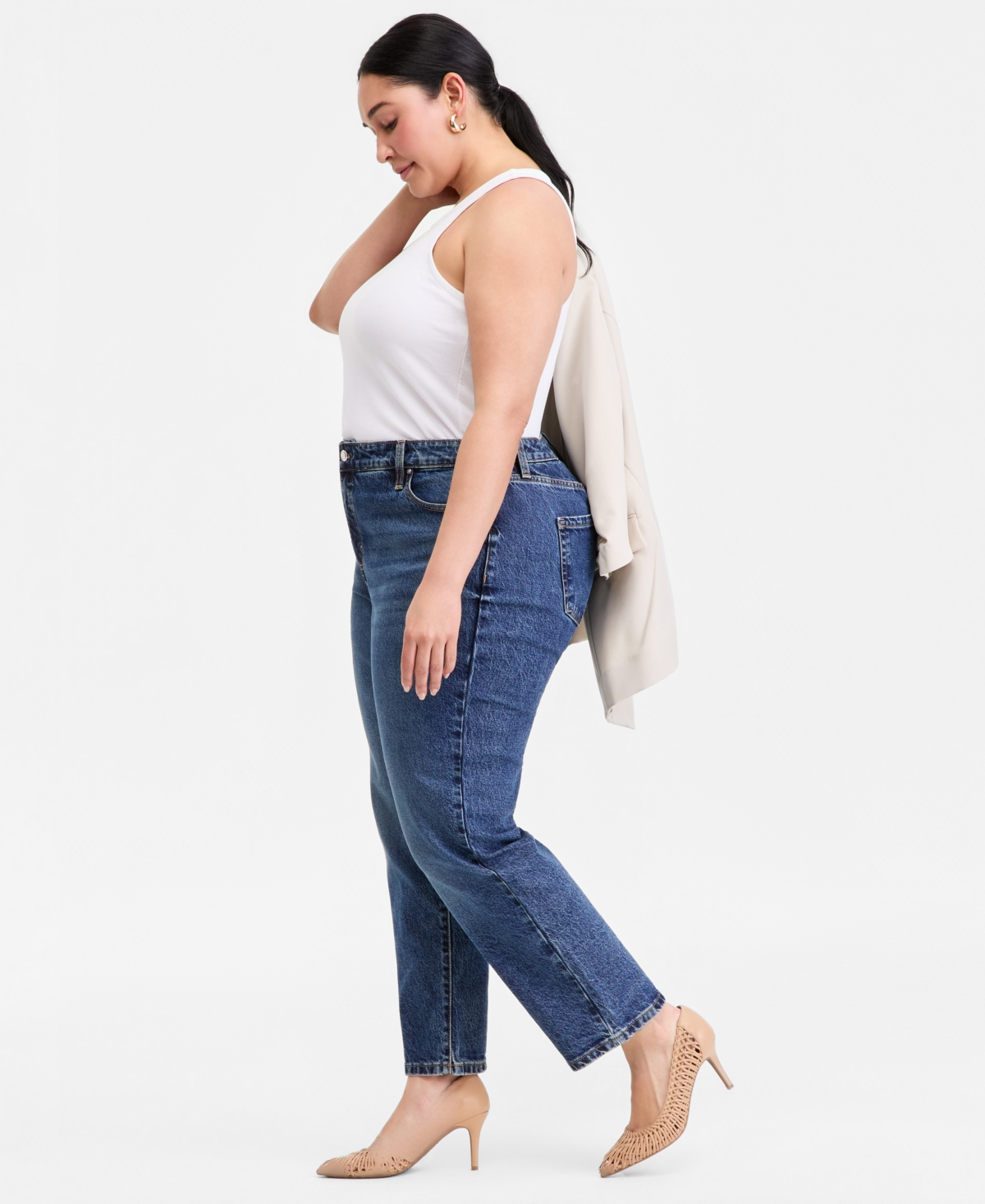 I.n.c. International Concepts Plus High Rise Straight Leg Jeans, Macy's Exclusive