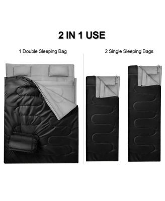 Two Person Waterproof Sleeping Bag with Two Pillows