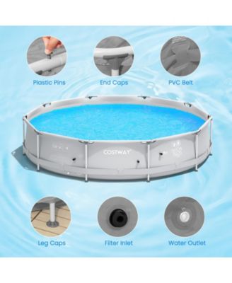 Round Above Ground Swimming Pool with Cover in Gray