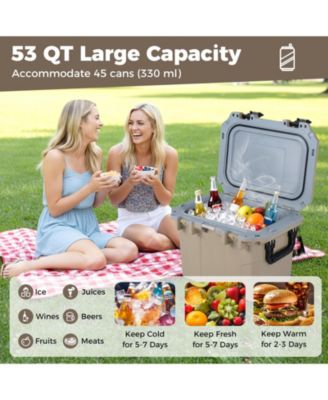 Ultra Light Hard Cooler 53 Quart Injection Molded Ice Chest
