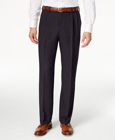 Haggar Classic-Fit ECLO Stria Double Pleated Dress Pants - Pants - Men ...