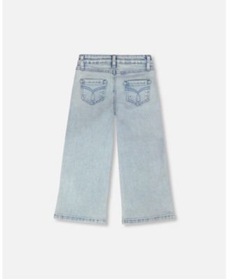 Little Girls Wide Leg Light Denim Jeans