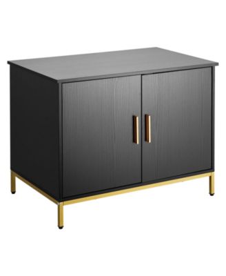 Zeus and Ruta 27.6 in. Hidden Cat Litter Box Enclosure with Metal Legs and Handle Modern Furniture for Bedroom Living Room