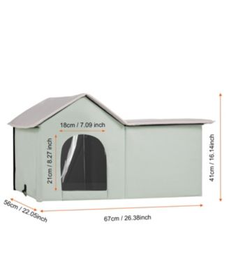 Zeus and Ruta Foldable Heated Cat House with Warmer Pad Large Kitty Shelter Green