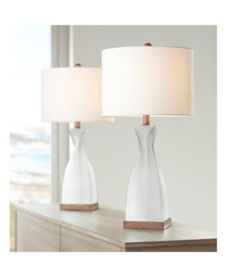 Ryan High Frosted Glass Modern Coastal Table Lamp Set of 2