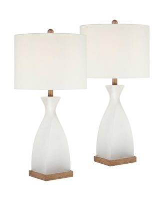 Ryan High Frosted Glass Modern Coastal Table Lamp Set of 2