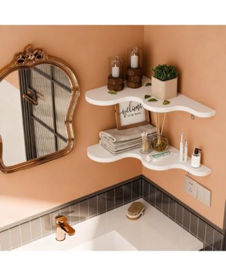 Wavy Cloud Corner Shelves with Brackets for Home Decor