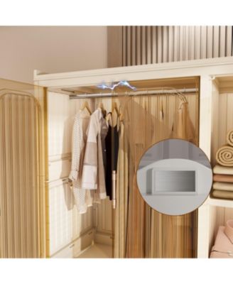 Portable Wardrobe Closet with 9 Magnetic Doors, 2 Hanging Rods & 6 Hangers