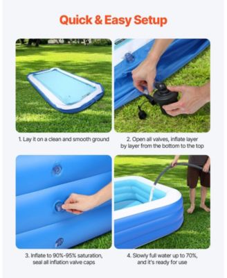 118 x 67 x 20 Inch Inflatable Swimming Pool for Kids and Adults with Repair Patch