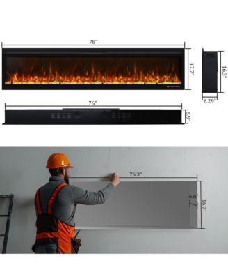 Linear Recessed-in Electric Fireplace with Remote Control, Adjustable Heat and Timer