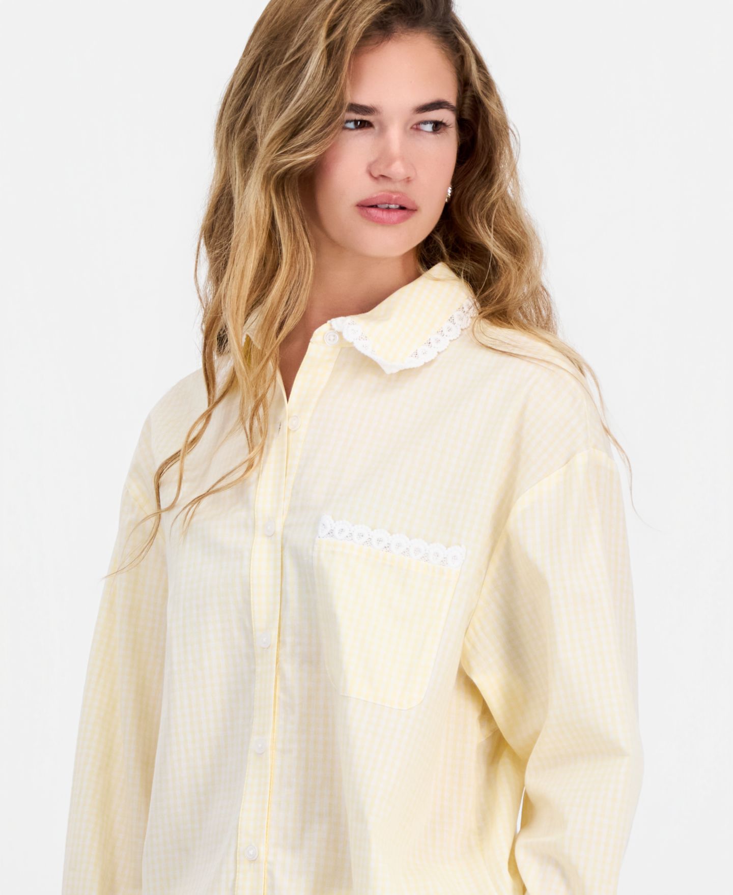 Женская рубашка And Now This Petite Cotton Gingham Button-Front, цвет: В мелкую клетку — фото 2