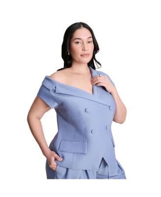 Women's Asym Neckline Short Sleeve Blazer