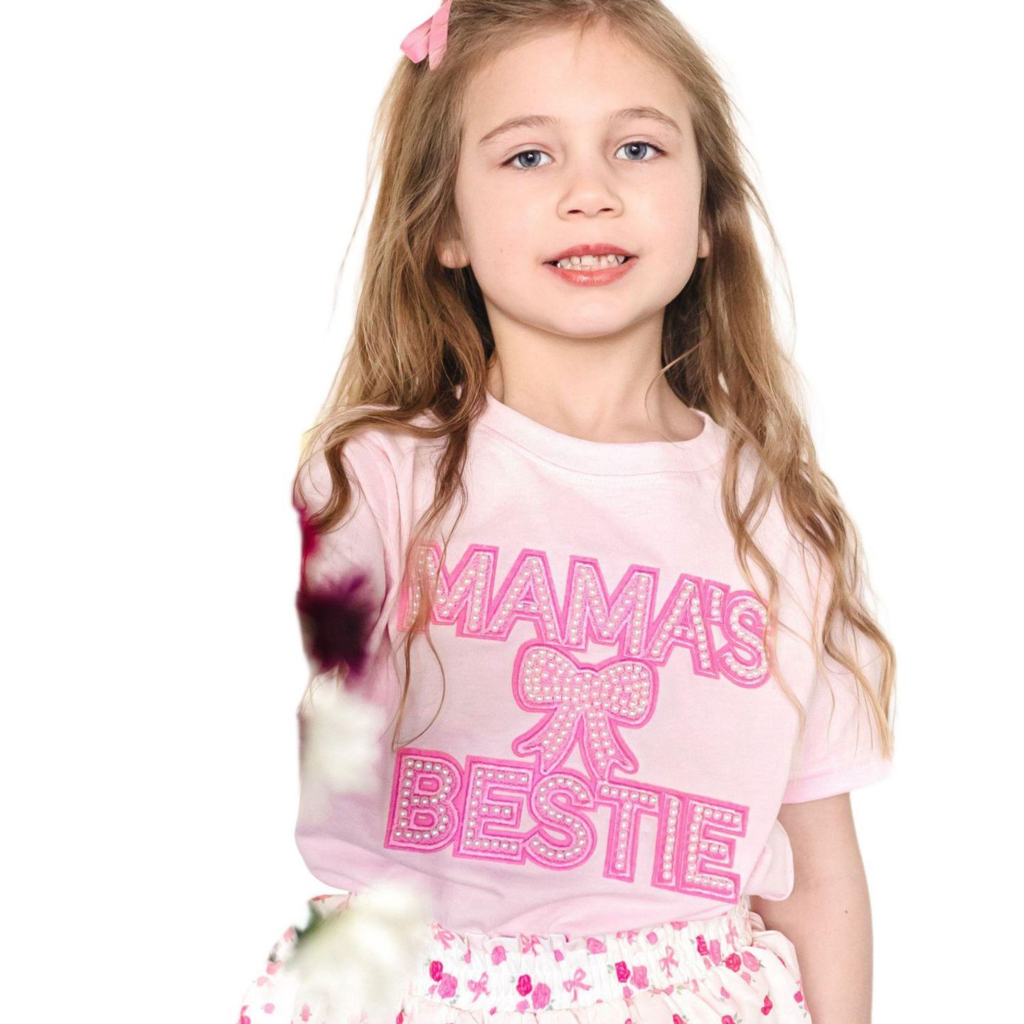 Футболка Sweet Wink Mama's Bestie Pearl Patch Short Sleeve для девочек, цвет: Розовый — фото 4