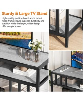 65" TV Stand for TVs up to 75", Entertainment Center with Shelves, Quadruple-Tube Support for Living Room