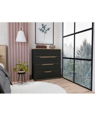 Four Drawer Dresser Modern Superior Top 35.03 inch Wide 13.77 inch Deep Storage Organizer for Bedroom