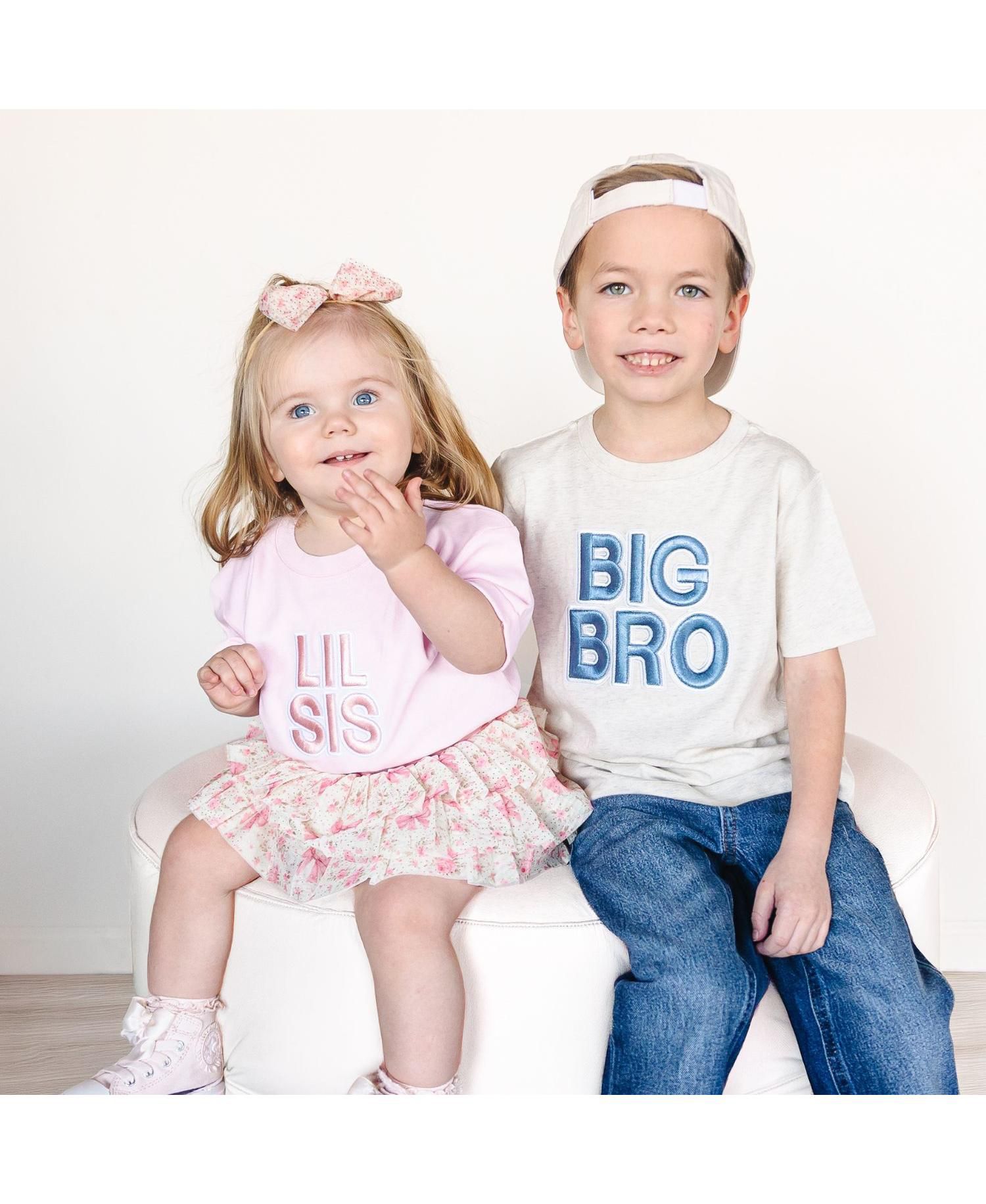 Little Boys Big Bro Embroidered Patch Short Sleeve T-Shirt