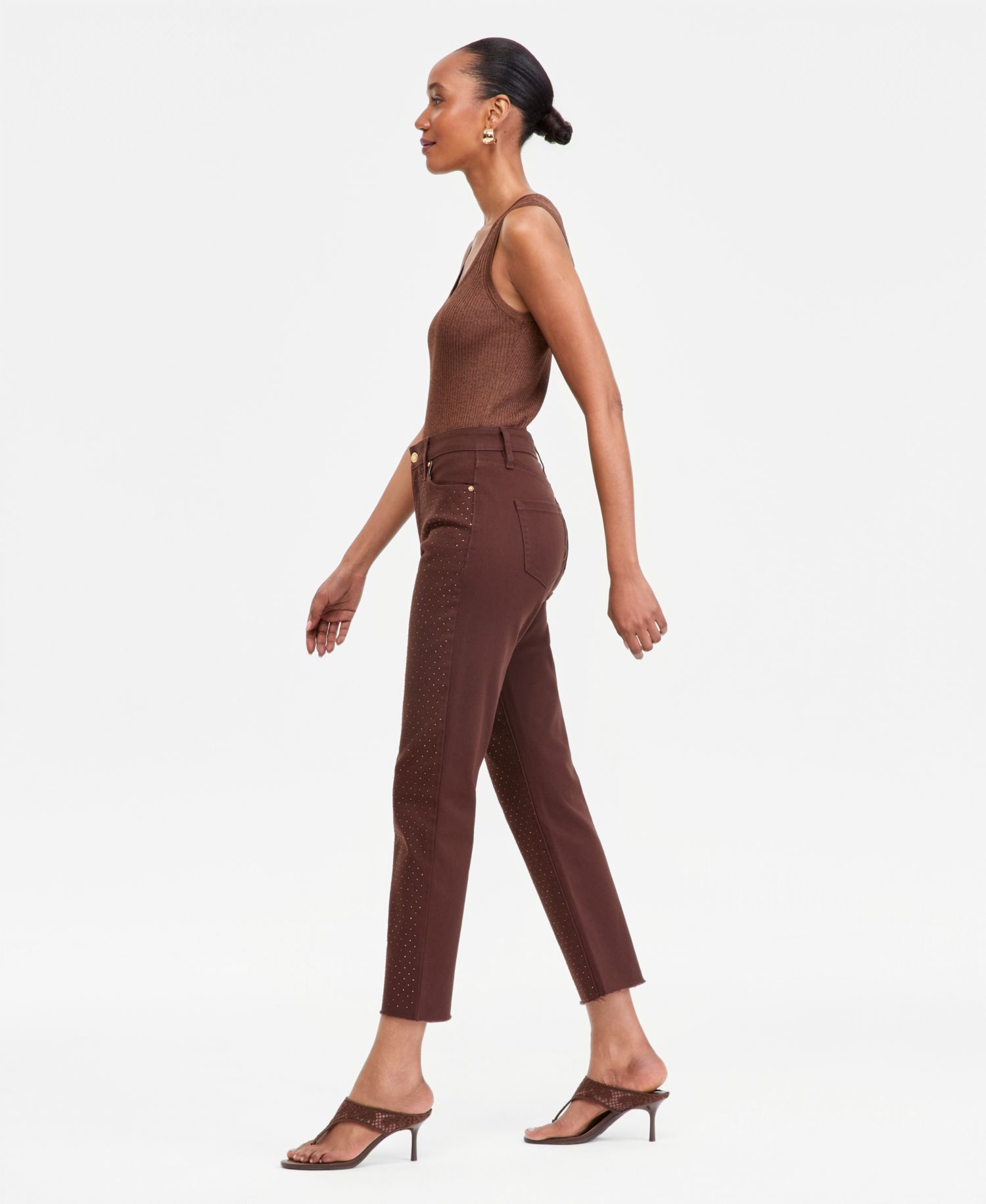 Women's Crystal Embellished Straight Ankle Jeans