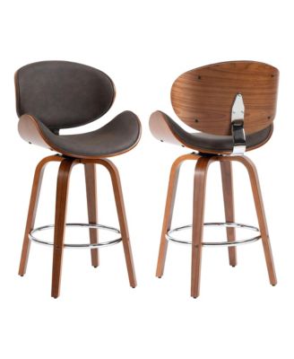 Swivel Bar Stools Set of 2, 26 Inches Mid-Century Modern Counter Height Bar Stools