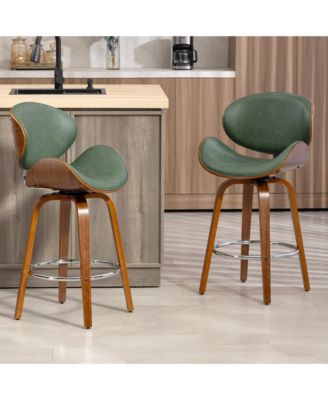 Swivel Bar Stools Set of 2, 26 Inches Mid-Century Modern Counter Height Bar Stools