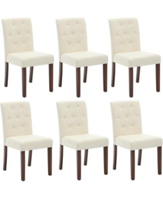 Parsons Button Tufted Dining Chairs Set of 6, Upholstered Fabric Kitchen Chairs with Wood Legs and Padded Seats, Living Room Kitchen Furniture