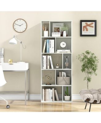 Tall Five Tier Geometric Bookshelf with Ten Storage Cubes