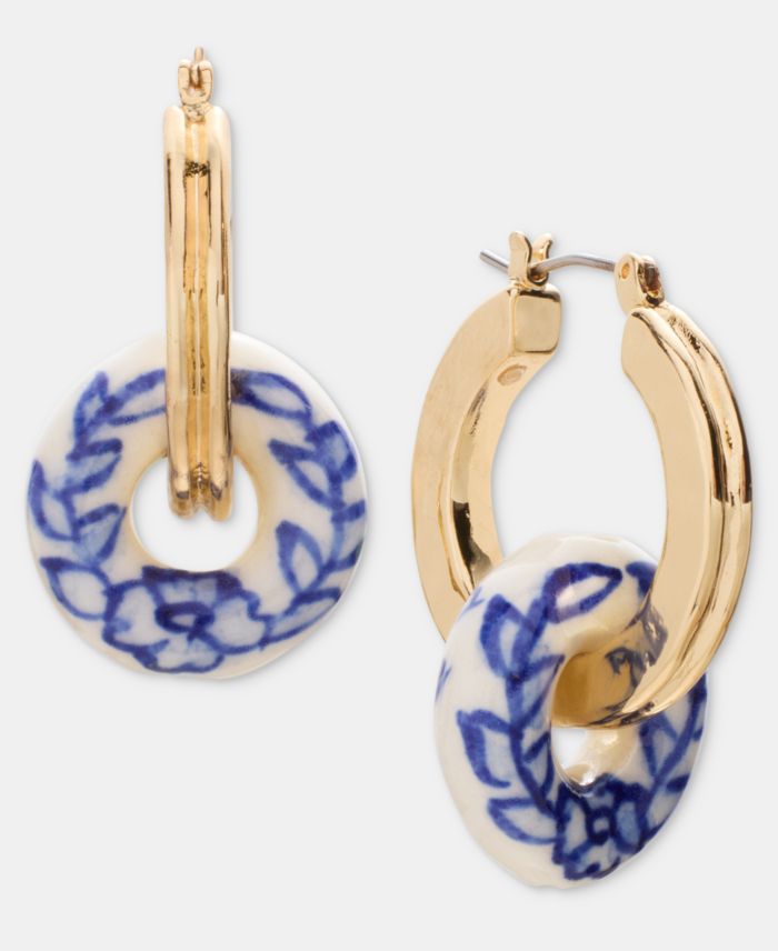 Style & Co Gold-Tone Ceramic Bead Hoop Earrings