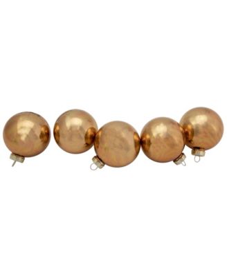 9-Piece Shiny and Matte Copper Glass Ball Christmas Ornament Set 2.5" 65mm