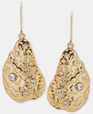 Pav&eacute; Oyster Shell Drop Earrings