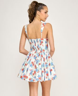 Juniors' Sweetheart Neck Floral Dress
