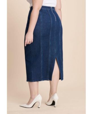 Women's Seamed Denim Column Skirt