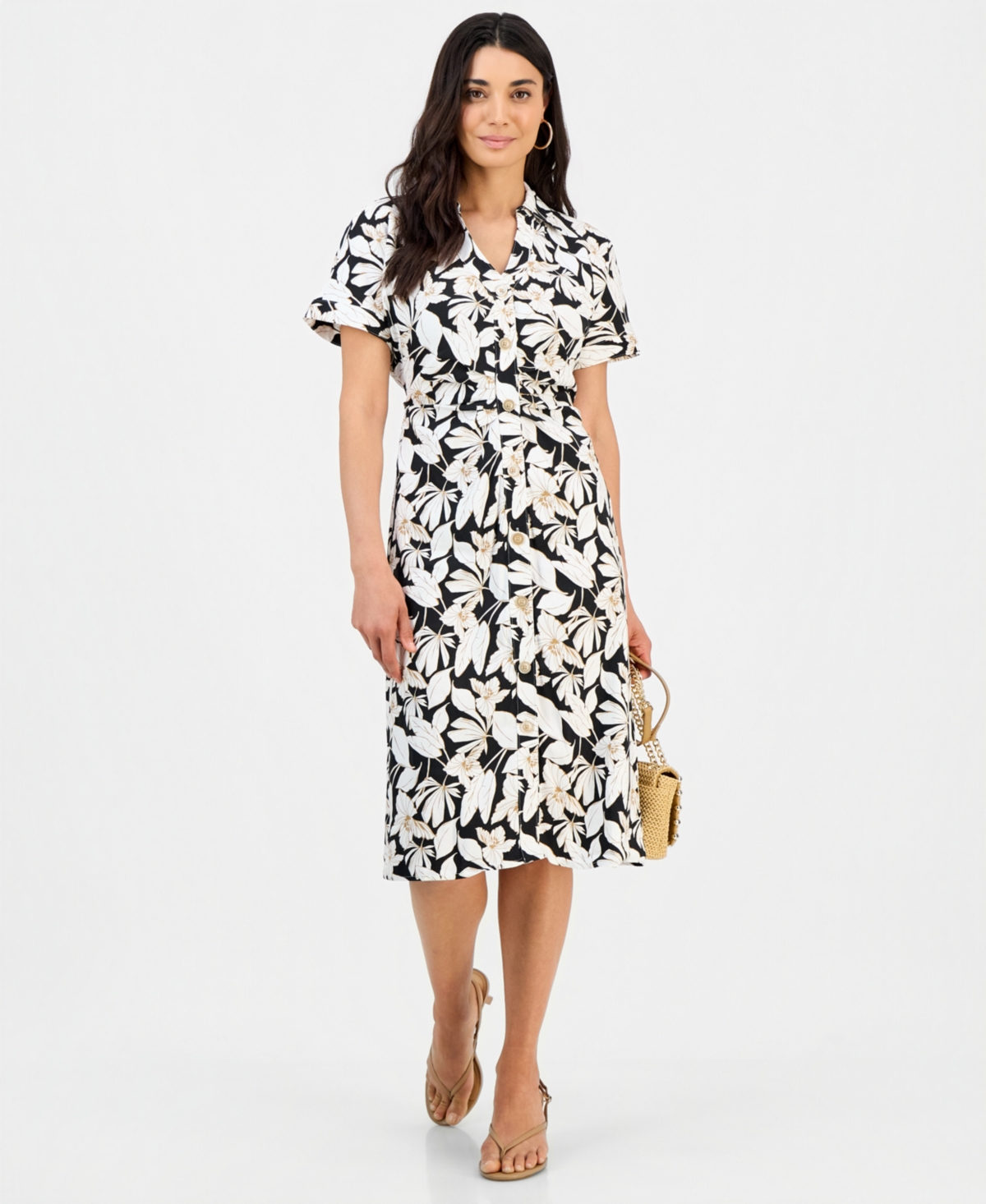 I.n.c. International Concepts Petite Linen Buckle-Back Shirtdress, Macy's Exclusive