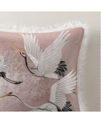 Crane Embroidered Pillow 20"