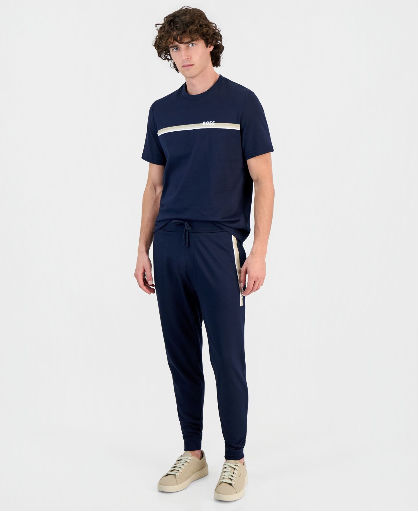Мужские брюки Hugo Boss French Terry Cotton Authentic Drawstring, цвет: Тёмный синий — фото 2