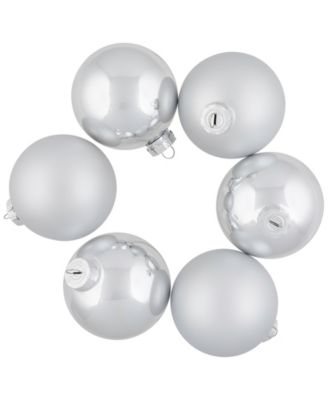 6-Piece Shiny and Matte Silver Glass Ball Christmas Ornament Set 3.25" 80mm