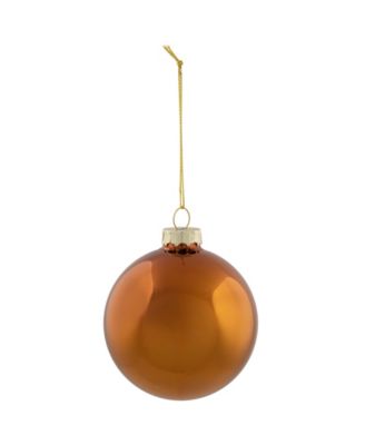 6-Piece Shiny and Matte Copper Glass Ball Christmas Ornament Set 3.25" 80mm