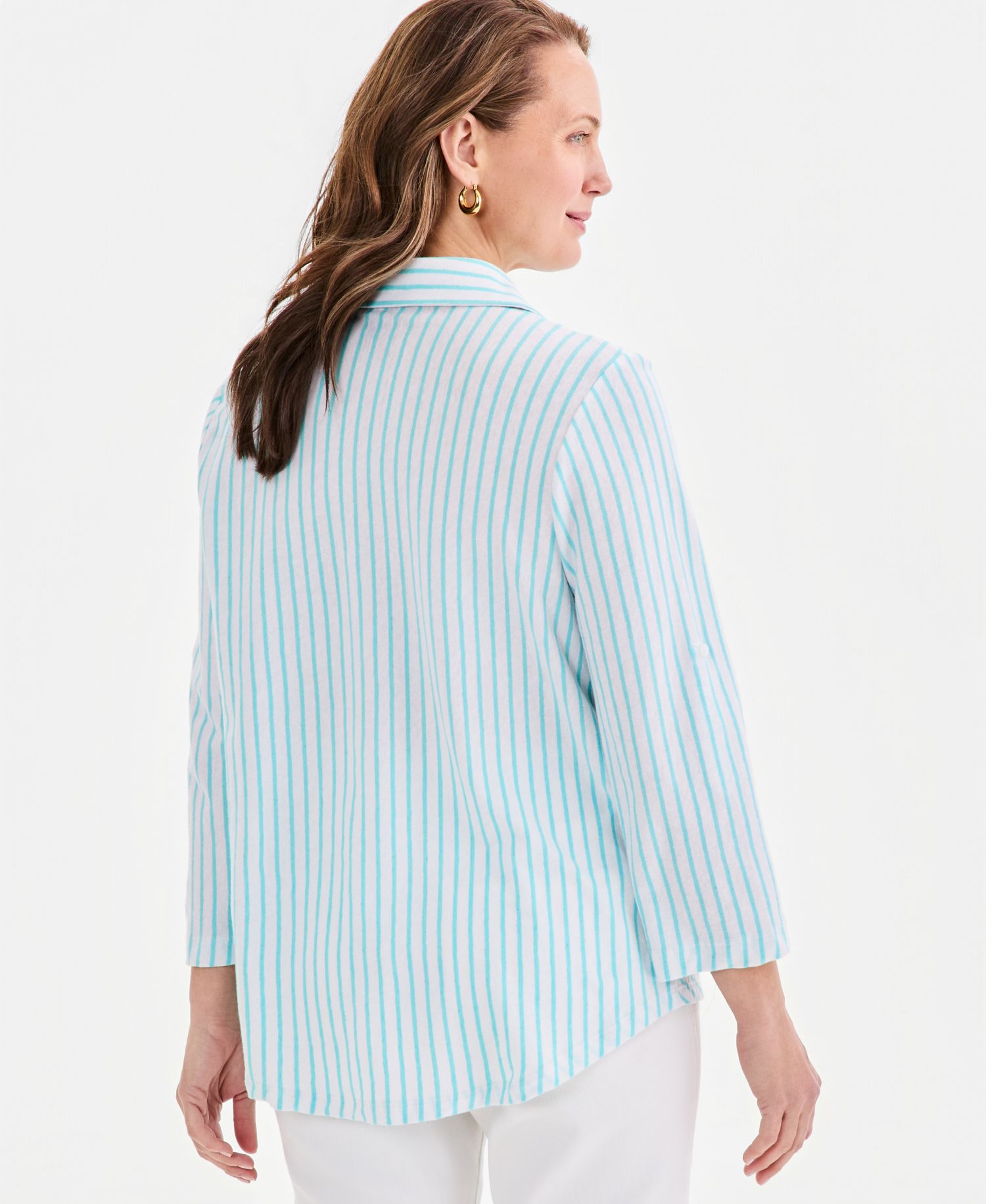 Petite Collared Neck Button-Down Top