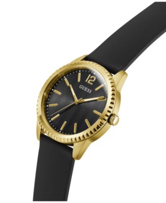 Men's Gold-Tone Black Silicone Watch, 40mm