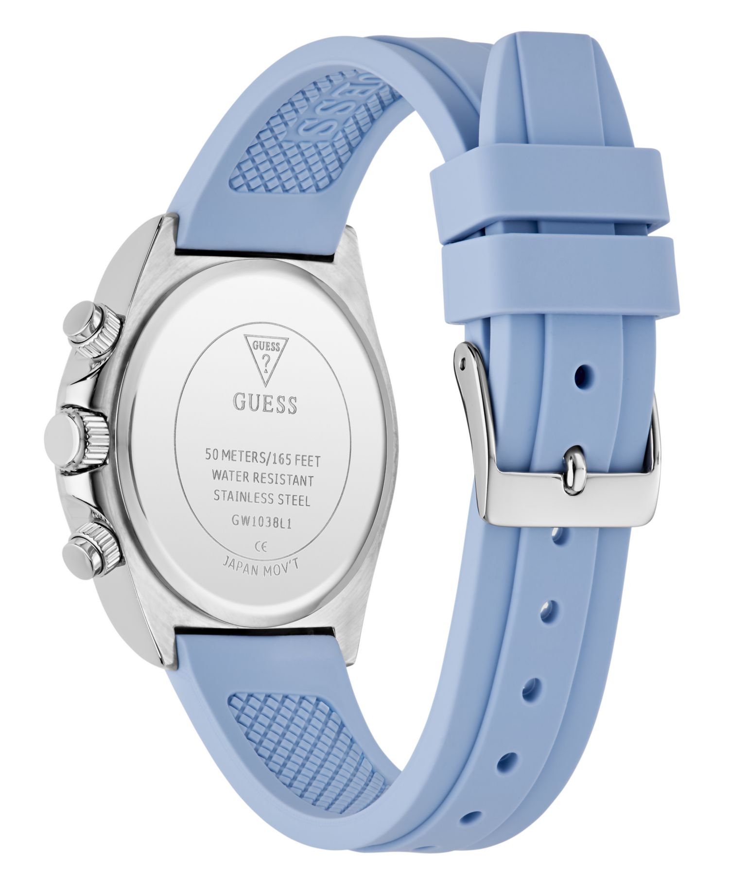 Women's Silver-Tone Sky Blue Silicone Multi-Function Watch, 36mm