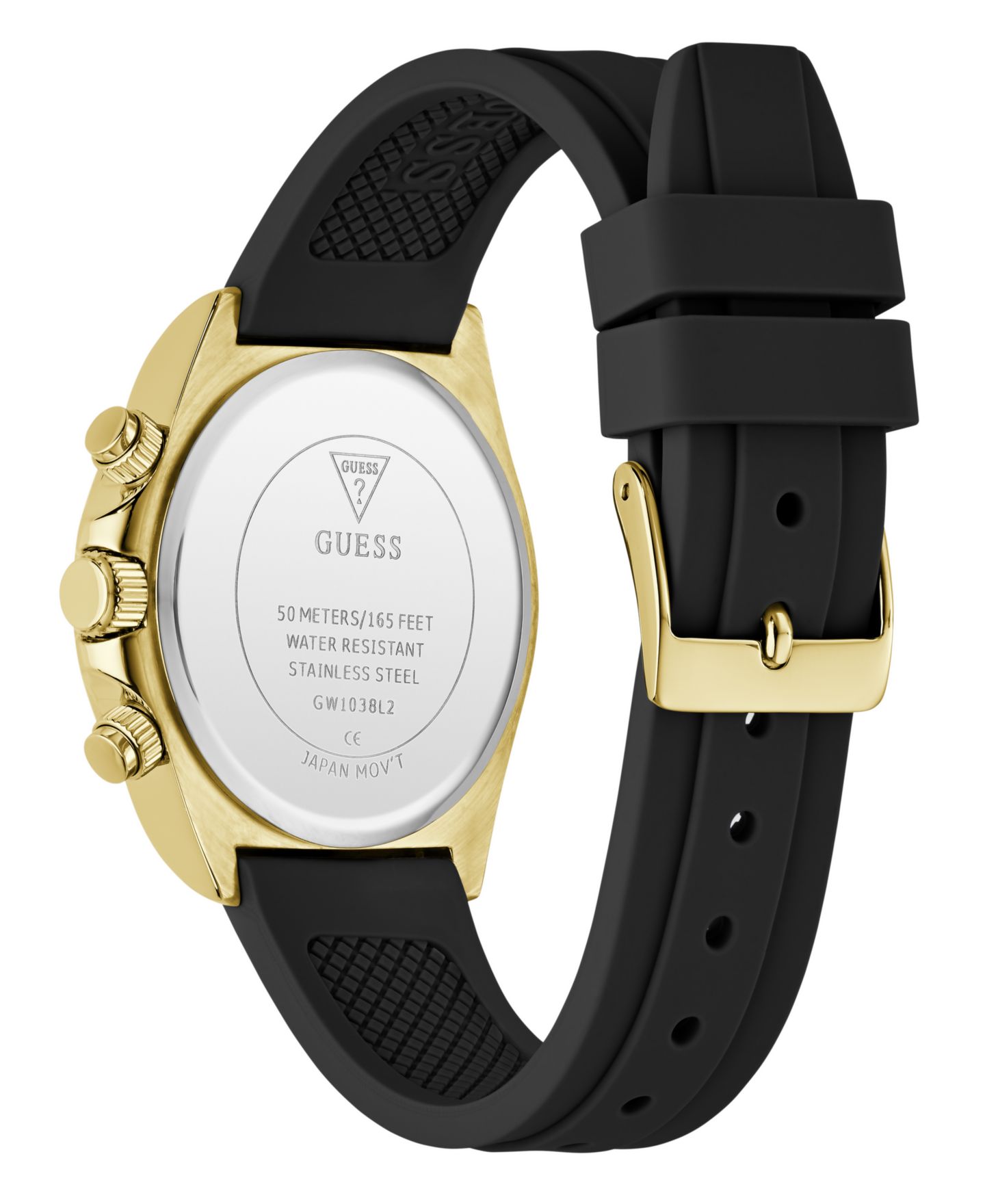 Женские часы GUESS Gold-Tone Black Silicone Multi-Function, 36mm — фото 2