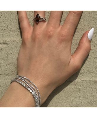 Sterling Silver Cubic Zirconia Three Strand Tennis Bracelet