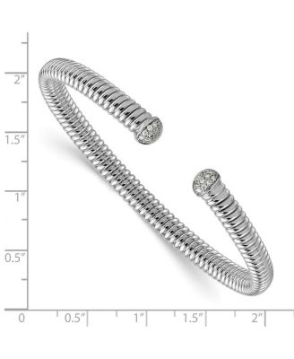 18k Yellow, White or Rose Gold Italian 0.17cttw Diamond Tubogas Cuff Stackable Bangle Bracelet 6.5mm Wide Cuff Bracelet