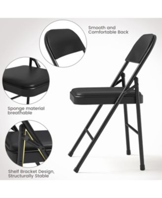 4-Pack Padded Folding Chairs, Soft Cushioned, Portable Metal Chairs, Stackable for Office, Weddings, Dining